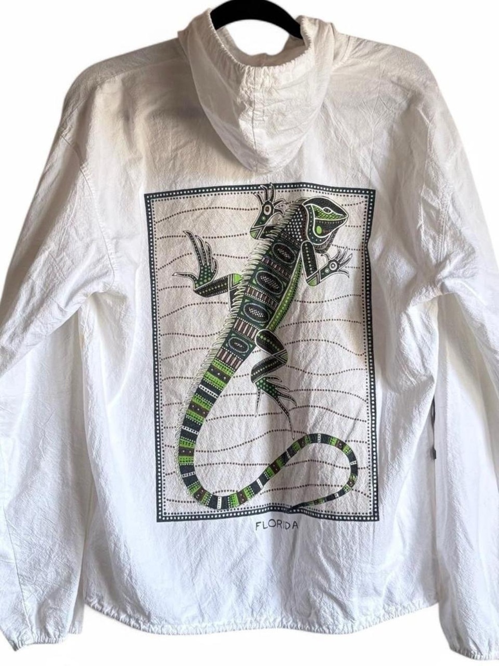 90s Florida Sun-N-Fun Yacht Club Hoodie Windbreaker Full Zip Iguana 23.5x22.5